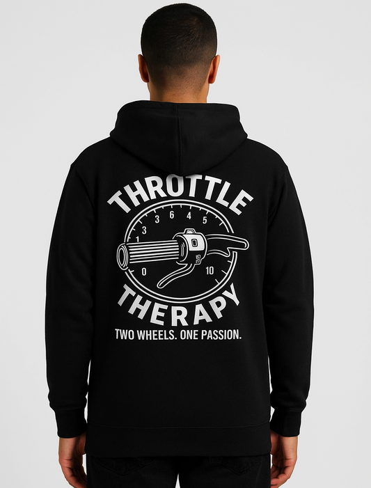 Throttle Therapy Black and White Unisex Hoodie Back
